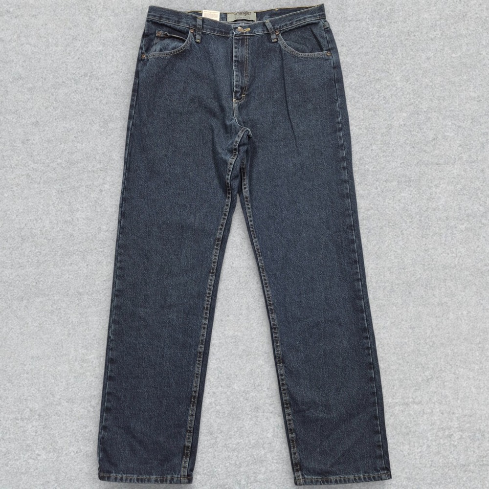 Wrangler Jeans Men's 36x34 Dark Wash Blue Denim Straight Leg Cotton NWT